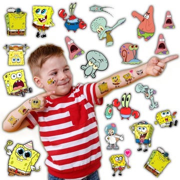 TATUAŻE ZMYWALNE SPONGEBOB - WIELE WZORÓW