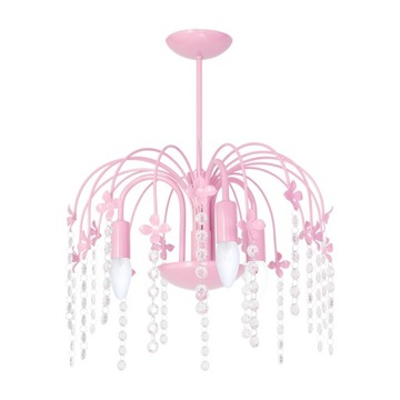 LAMPA SUFITOWA WISZĄCA DZIECIĘCA LED KWIATUSZKI KRYSZTAŁY RÓŻOWA