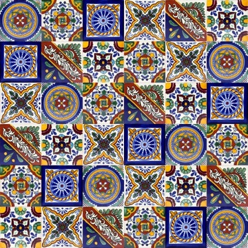 Kolorowy patchwork z płytek meksykańskich 10x10 Kafle ścienne - Ramon