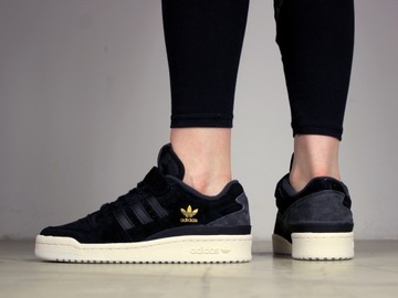 buty damskie Adidas Forum Low SKÓRA sneakersy CZARNE trampki skórzane