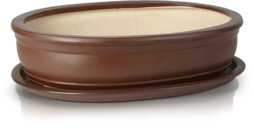 BRĄZOWA DONICA DUŻA DONICZKA DO BONSAI Z PODSTAWKĄ CERAMICZNA 50X36X12 CM