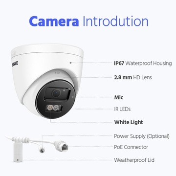 Annke 12MP HD IP-камера безопасности Poe 6K с двойной подсветкой