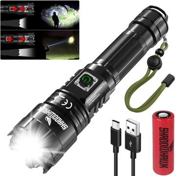 Torch LED Shadowhawk, doładowalne, wyjątkowo jasne 20 000 latarki,AKUMULATO