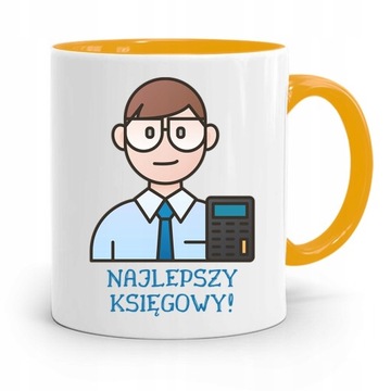 KUBEK ŻÓŁTY PREZENT DLA KSIĘGOWEJ KSIĘGOWEGO z Nadrukiem ze Zdjęciem