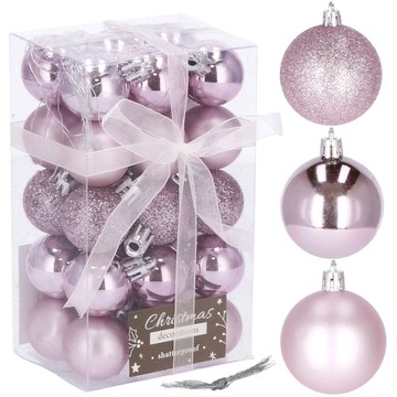 РОЖДЕСТВЕНСКИЕ ШАРЫ РОЗОВЫЕ ЕЛКА ПОДАРОЧНЫЕ 30шт 3см