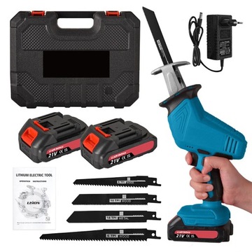 МОЩНАЯ ЭЛЕКТРИЧЕСКАЯ ПИЛА 21 В 2000 мАч С НАБОРОМ ИЗ 4 ПИЛОВЫХ ПОЛОТНИЙ