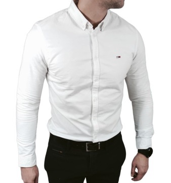 Koszula slim fit biała Tommy Jeans DM0DM09594 YBR White Oxford - L