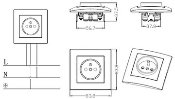 WESA GNIAZDO POJEDYNCZE KONTAKT GNIAZDKO Z BOLCEM BIAŁE