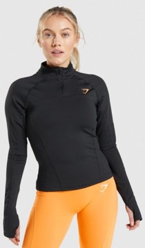 GYMSHARK BLUZA SPORTOWA GŁADKA CZARNA DAMSKA LOGO XXL 1A1E1_D*
