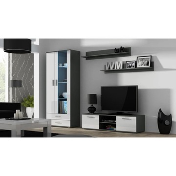 Witryna SOHO S6 2D2S szary/ biały połysk