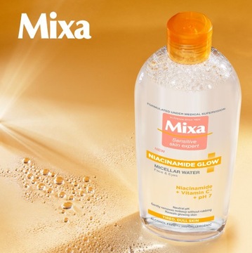 Гипоаллергенная мицеллярная жидкость Mixa с ниацинамидом и витамином С 400 мл.