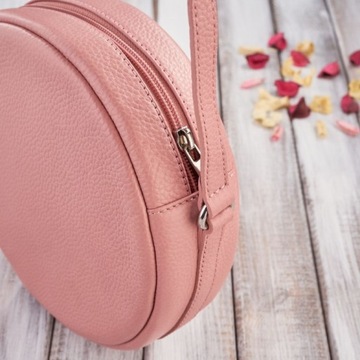 Dámska kabelka na rameno Kožená Ružová Okrúhla Poštárka PAOLO PERUZZI
