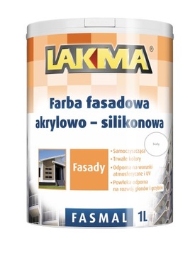LAKMA FASMAL Farba Elewacyjna Fasadowa Akrylowo-Silikonowa Mocna Biała 1L