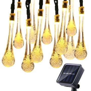 GIRLANDA LED SOLARNA LAMPKI OGRODOWE 6M 40 LED ŁZY