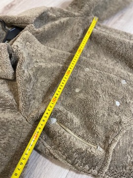 Beżowy krótki kożuch damski kurtka oversize M/L