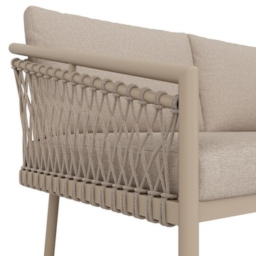 Modern Rope Garden Set w/ Cushions, Patio & Balcony Sofa, Khaki