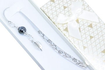 ZAKŁADKA DO KSIĄŻKI liść listek HEMATYT wyprzedaż Z PUDEŁKIEM