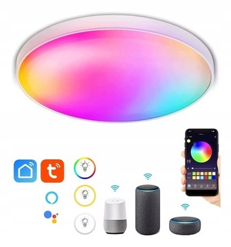 LAMPA LED PANELOWA PLAFON RGB GŁOŚNIK BLUETOOTH 24W