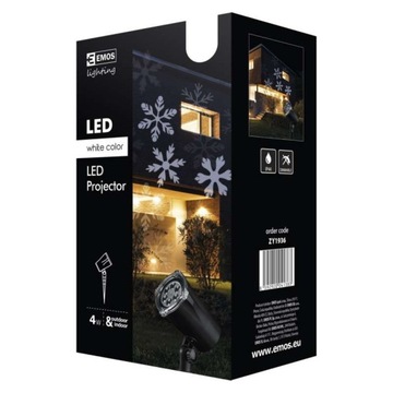 Projektor LED białe śnieżynki IP44 zimna biel EMOS