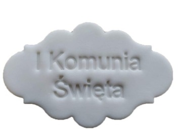 TABLICZKA na tort cukrowa KOMUNIA ŚWIĘTA biała