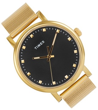 Złoty damski zegarek klasyczny na bransolecie mesh Timex TW2W19500