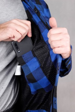 HUSAR МОТОЦИКЛОВАЯ ФУТБОЛКА, ТОЛСТОВКА с КЕВЛАРОМ, мужская синяя