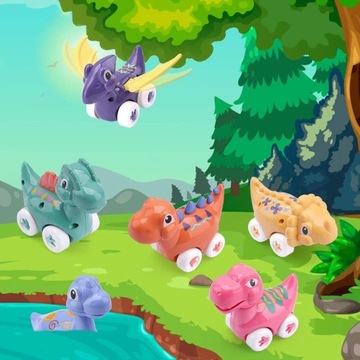 Игрушечные машинки Dinosaur Retreat 6 шт. для мальчиков и девочек новые.