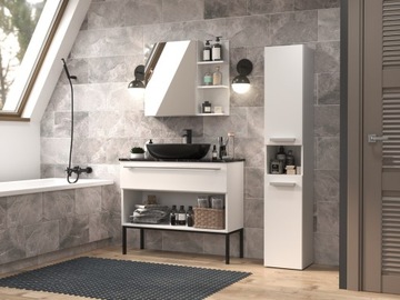 ШКАФ ДЛЯ ВАННОЙ КОМНАТЫ КНИЖНЫЙ ШКАФ NEL POST И БЕЛЫЙ КОВРИК