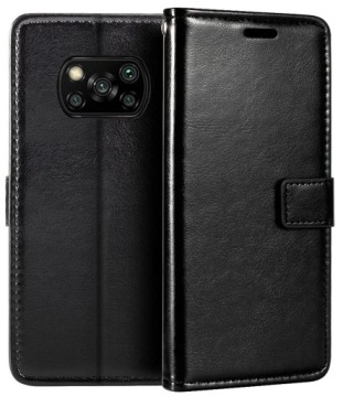 Кожаный чехол-кошелек для POCO X3 NFC / X3 PRO + стекло