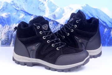 Buty ocieplane zimowe męskie trzewiki trekkingowe sportowe czarne rozm. 44