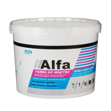 Alfa biała akrylowa farba do wnętrz 9l