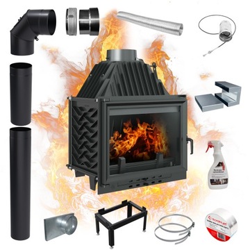 Kominek Wkład Kominkowy KRATKI ZUZIA 15 kW Dolot Żeliwny Zestaw Akcesoria