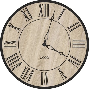 Zegar ścienny Dąb Sonoma 40cm cichy Drewniany loft