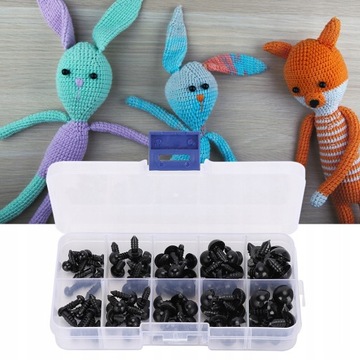 БЕЗОПАСНЫЕ ГЛАЗА ДЛЯ ИГРУШЕЧНЫХ ТАСЛИНОВ 100 шт. 5 размеров ЧЕХОЛ ДЛЯ ГЛАЗ И НОСОВ