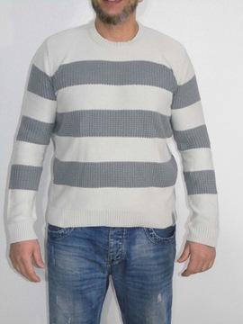 MARKOWY SWETER - XL -POZIOME PASY, COTON -RESERVED