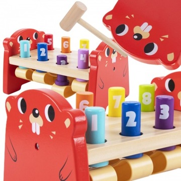 TOOKY TOY Wbijak Przebijak Drewniany Kolorowy