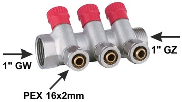 РАСПРЕДЕЛИТЕЛЬ X-HOME PEX 1” x 16 мм 8 КОНТУРОВ ХОЛОДНОЙ ВОДЫ 8 КОНТУРОВ ГОРЯЧЕЙ ВОДЫ