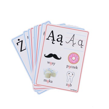 POLSKI ALFABET ZNAKI PLANSZE EDUKACYJNE ROZSZERZENIE 9SZT. A5