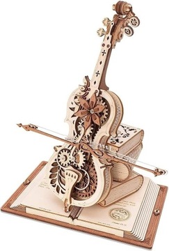 ROBOTIME Drewniane Puzzle 3D Magiczna Wiolonczela Pozytywka