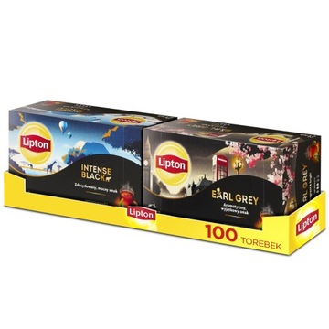 Zestaw Lipton herbata czarna ekspresowa INTENSE BLACK, EARL GREY 2x50 sztuk
