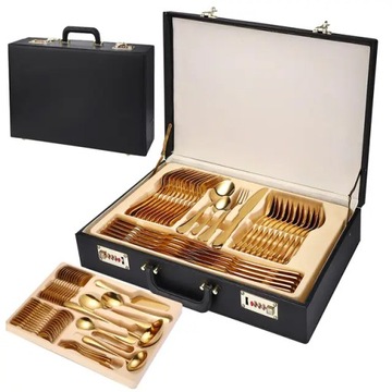Sztućce Walizka GOLD Zestaw 74 Tgl. Y565