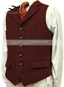 Men's Wool Tweed Slim Fit Leisure Cotton Burgundy