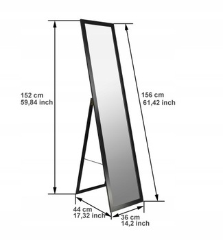 Lustro BD art stojące prostokąt rama drewno 355 x 1550 mm