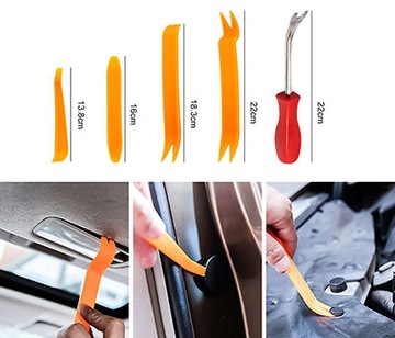 5x ЛЕЗВИЯ СЪЕМНИКОВ, ВЕДРА ДЛЯ СНЯТИЯ ОБИВКИ, СРЕДСТВА ДЛЯ СНЯТИЯ КРЫШКИ РАДИОПРИЕМНИКА