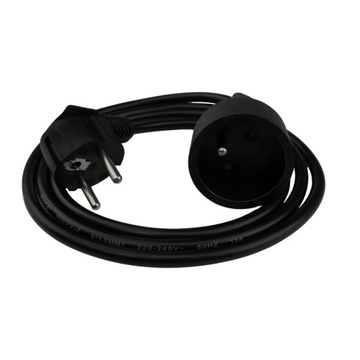 PRZEDŁUŻACZ CZARNY POJEDYNCZY 1,5M WTYK - GNIAZDO 230V IP65 Z UZIEMIENIEM