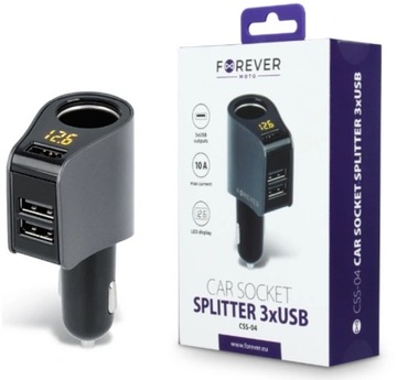 ROZDZIELACZ ROZGAŁĘŹNIK GNIAZDA ZAPALNICZKI LCD 12-24v ŁADOWARKA USB