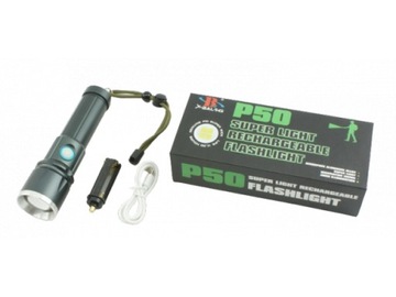ТАКТИЧЕСКИЙ ФОНАРЬ P50 ZOOM, СВЕТОДИОДНАЯ БАТАРЕЯ