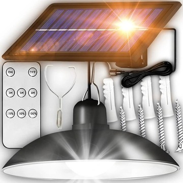 LAMPA SOLARNA SUFITOWA WISZĄCA ZEWNĘTRZNA ŻYRANDOL LED + PILOT