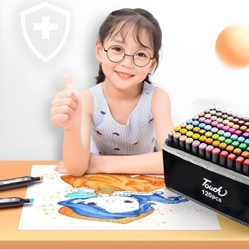 MARKERY ALKOHOLOWE 120 SZT DWUSTRONNE FLAMASTRY MAZAKI PISAKI ZESTAW +TORBA