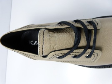 Beżowe lekkie półbuty mokasyny skórzane buty damskie sznurowane Karino 37